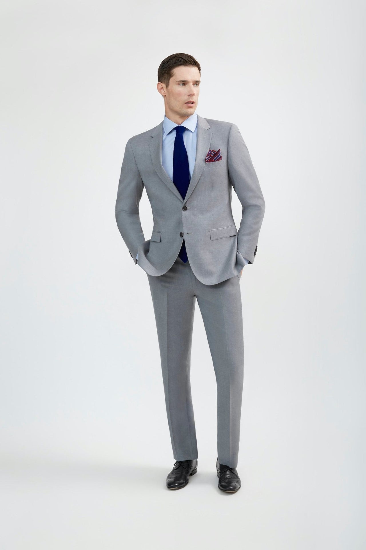 Lite Grey Suit Made From 100% Merino Wool - Tomasso Black