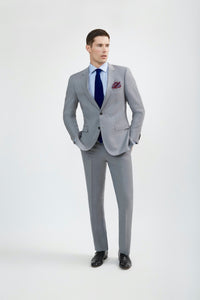 Thumbnail for Lite Grey Suit Made From 100% Merino Wool - Tomasso Black