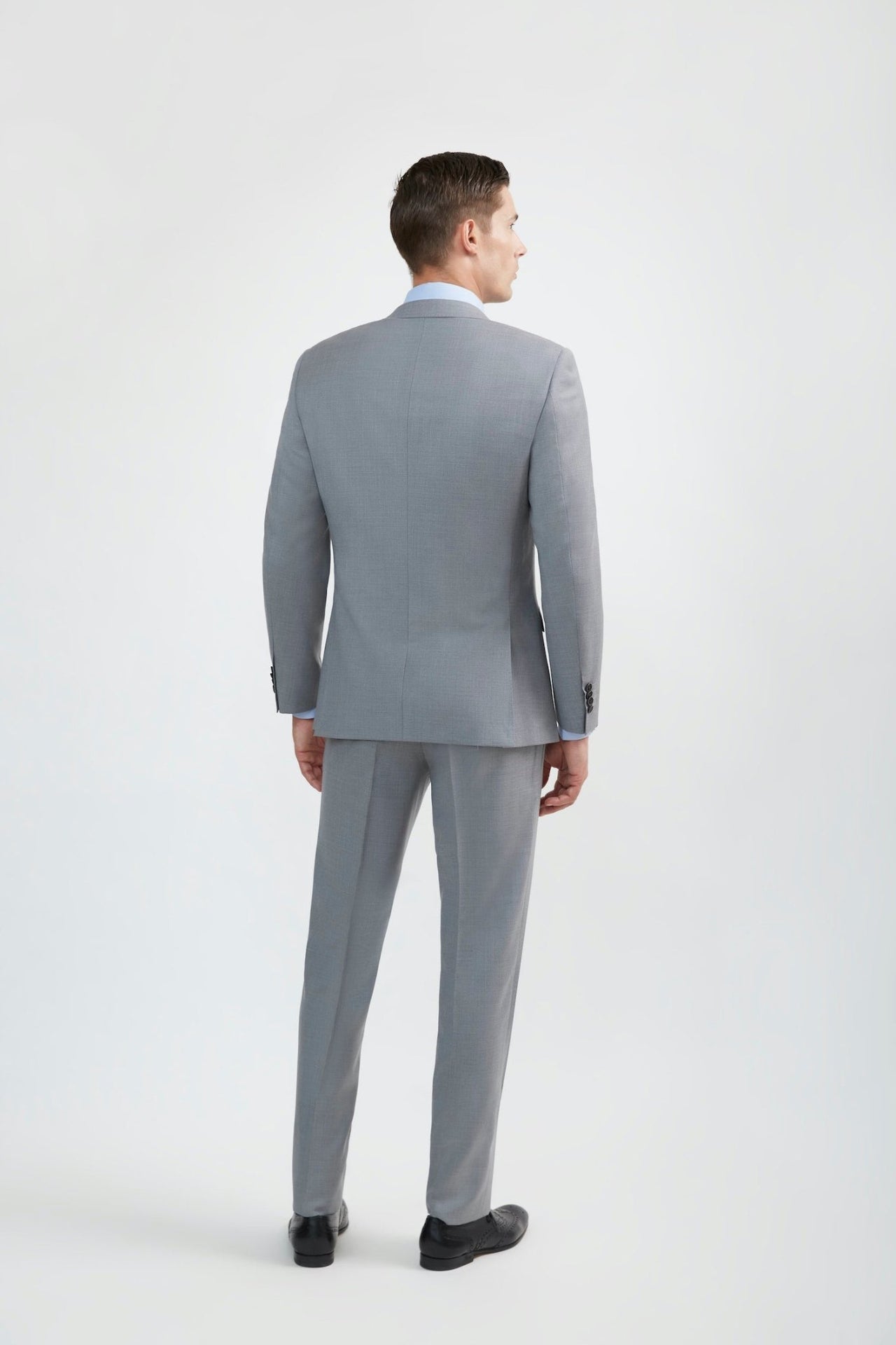 Lite Grey Suit Made From 100% Merino Wool - Tomasso Black