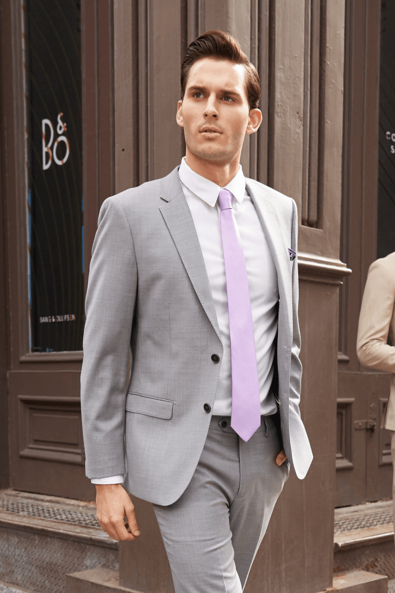 lite grey suit made from 100 merino wool