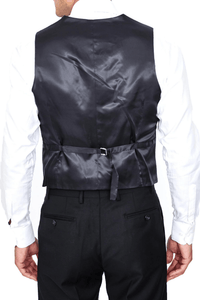 Thumbnail for Low Cut Black Luxurious Italian Wool Collection Vest - Tomasso Black