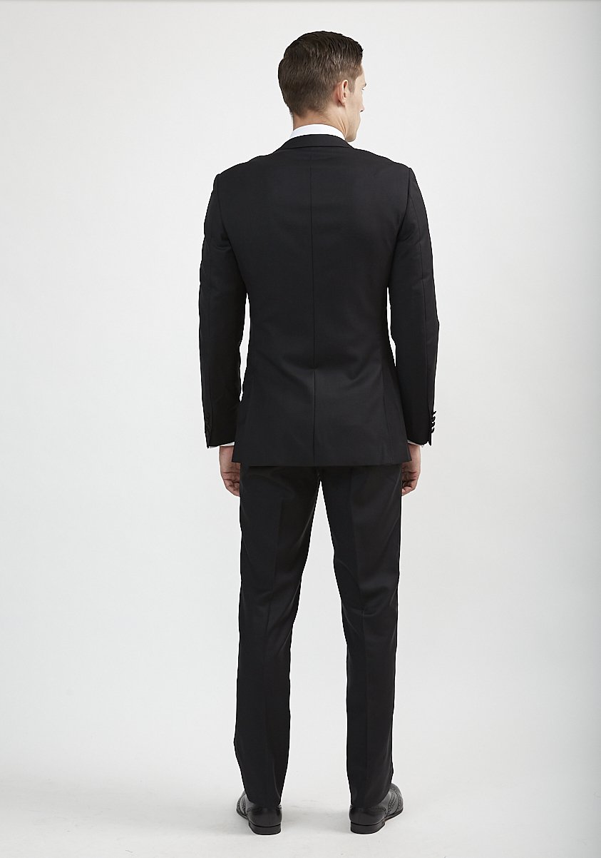 Luxurious 100% Super Fine Italian Wool Black Suit Jacket - Tomasso Black