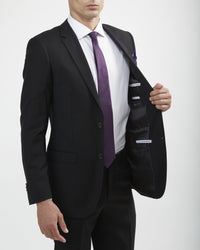 Thumbnail for Luxurious 100% Super Fine Italian Wool Black Suit Pants - Tomasso Black
