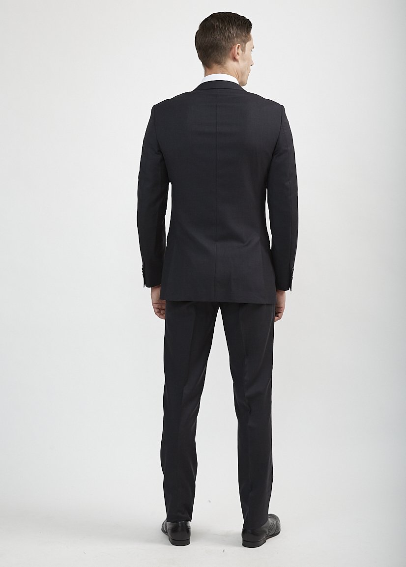 Luxurious 100% Super Fine Italian Wool Charcoal Grey Jacket - Tomasso Black