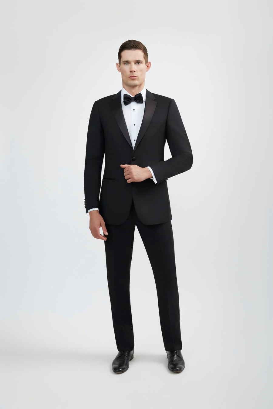 Luxurious 100% Super Fine Italian Wool Classic Black Tuxedo - Tomasso Black