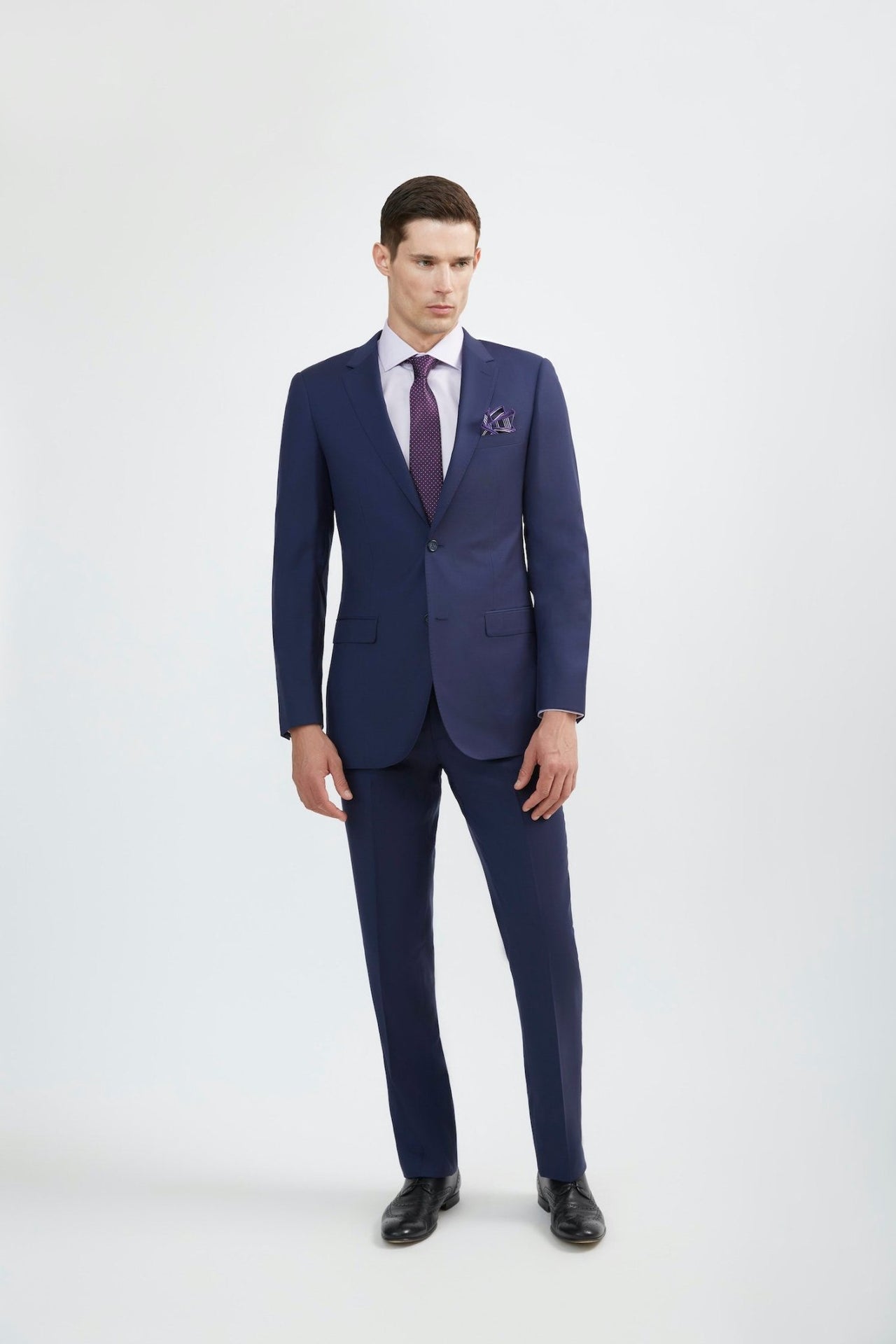 Luxurious 100% Super Fine Wool Italian Cut Beautiful Blue Suit for Men - Tomasso Black