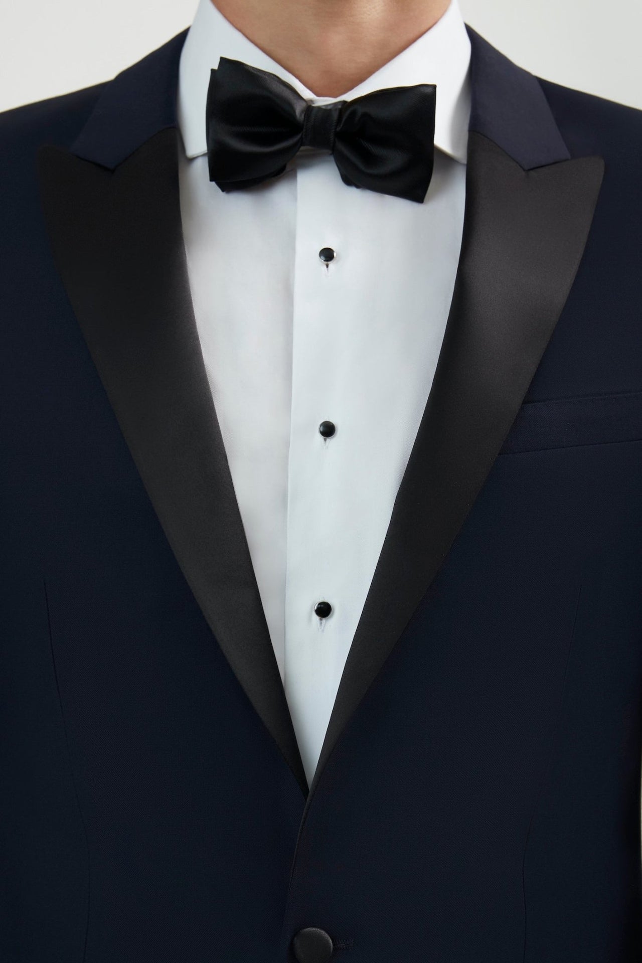 Luxurious Navy Blue Peak Lapel Tuxedo | Shop for An Italian Wool Dark Blue Tuxedo - Tomasso Black