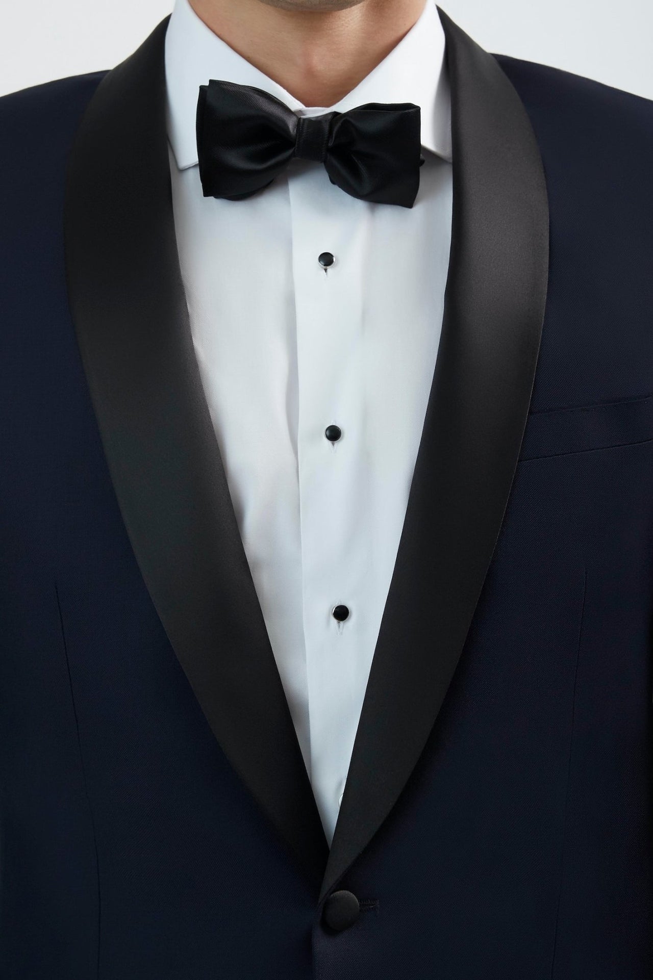 Luxurious Italian 100% Super Fine Wool Navy Tuxedo Shawl Lapel Tuxedo - Tomasso Black