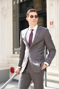 Thumbnail for Luxurious Medium Grey Suit For Men - Tomasso Black