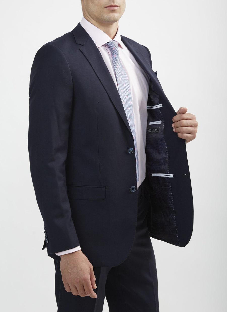 Luxurious Navy Blue Italian Cut Suit - Tomasso Black