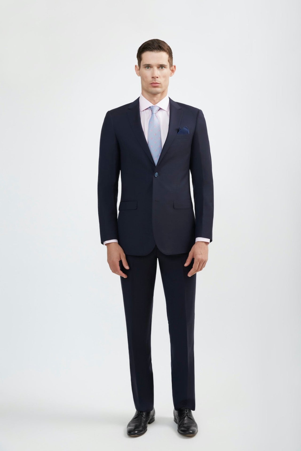 Luxurious Navy Blue Italian Cut Suit - Tomasso Black