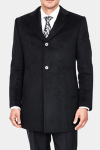 Thumbnail for Luxury Overcoat Wool and Cashmere - Black - Tomasso Black