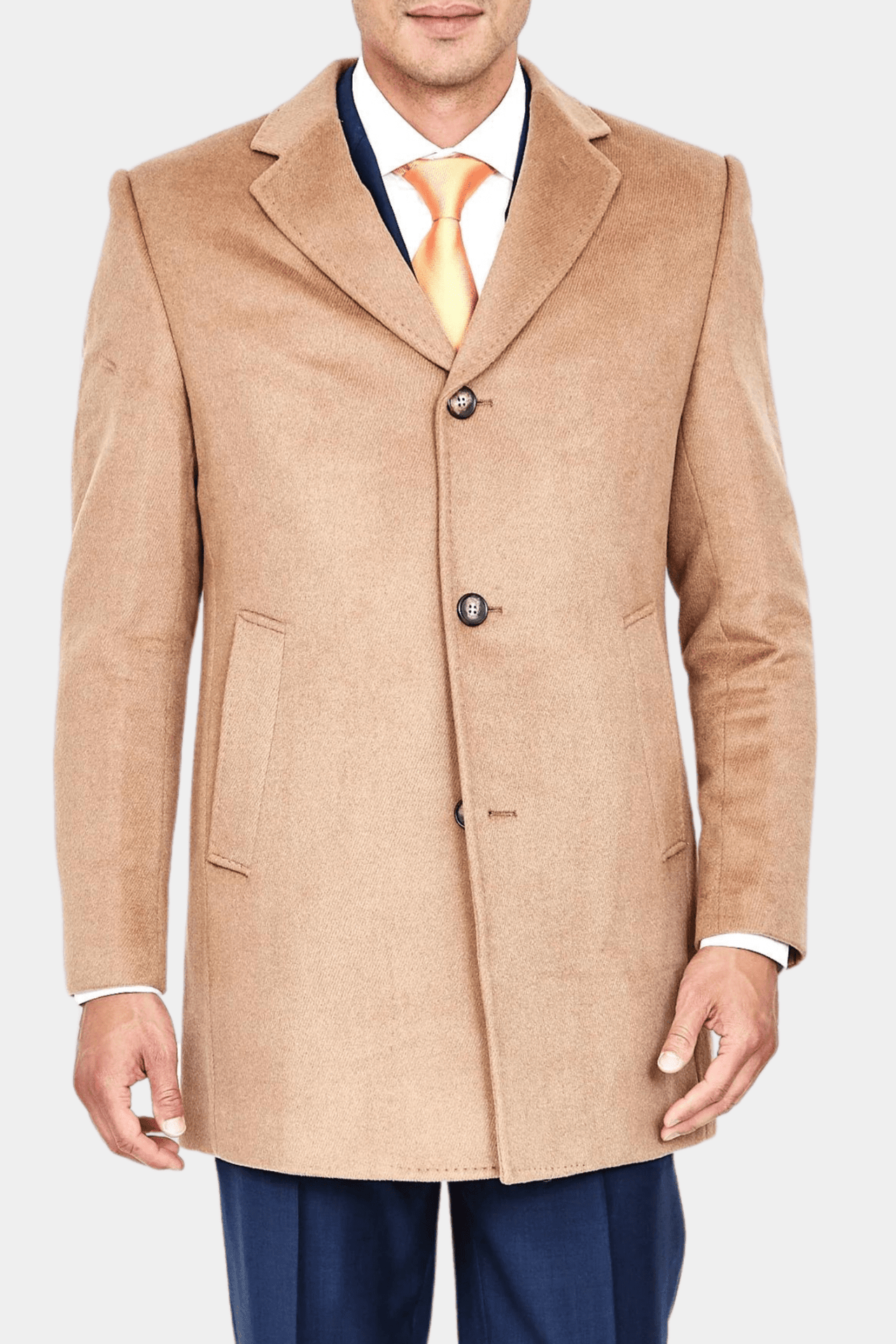 Luxury Overcoat Wool and Cashmere - Camel - Tomasso Black