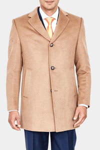 Thumbnail for Luxury Overcoat Wool and Cashmere - Camel - Tomasso Black