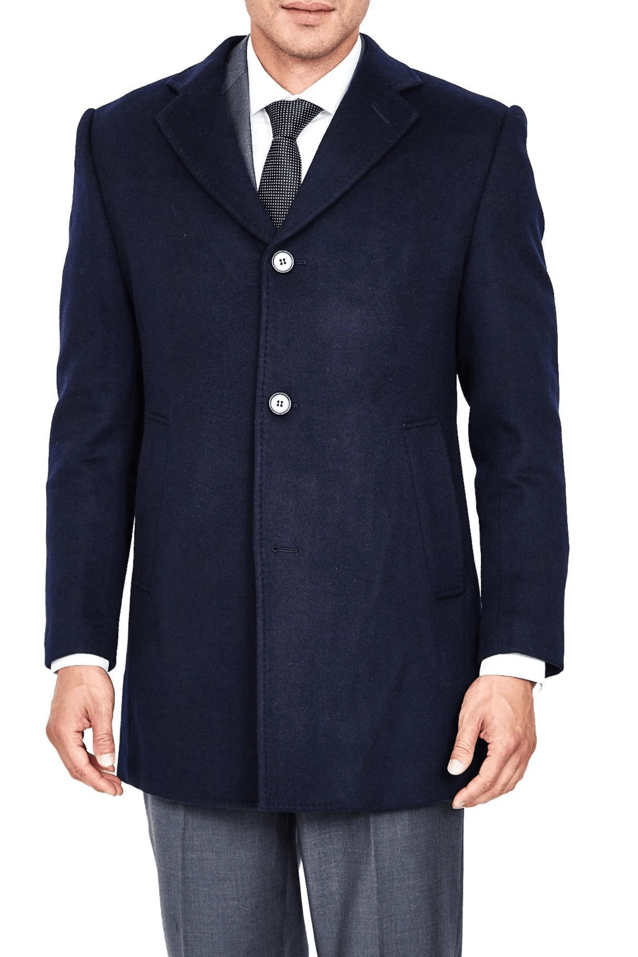 Luxury Overcoat Wool and Cashmere - Navy - Tomasso Black