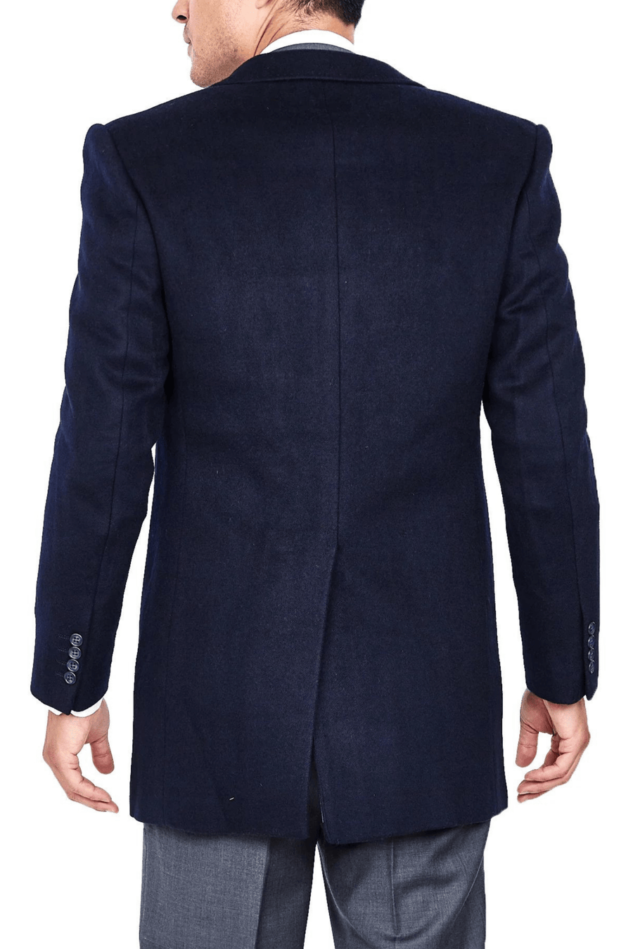 Luxury Overcoat Wool and Cashmere - Navy - Tomasso Black