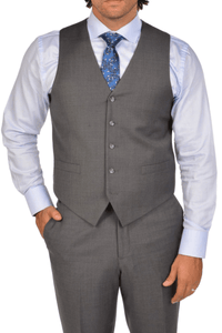 Thumbnail for Medium Grey Luxurious Italian Wool Collection Vest - Tomasso Black