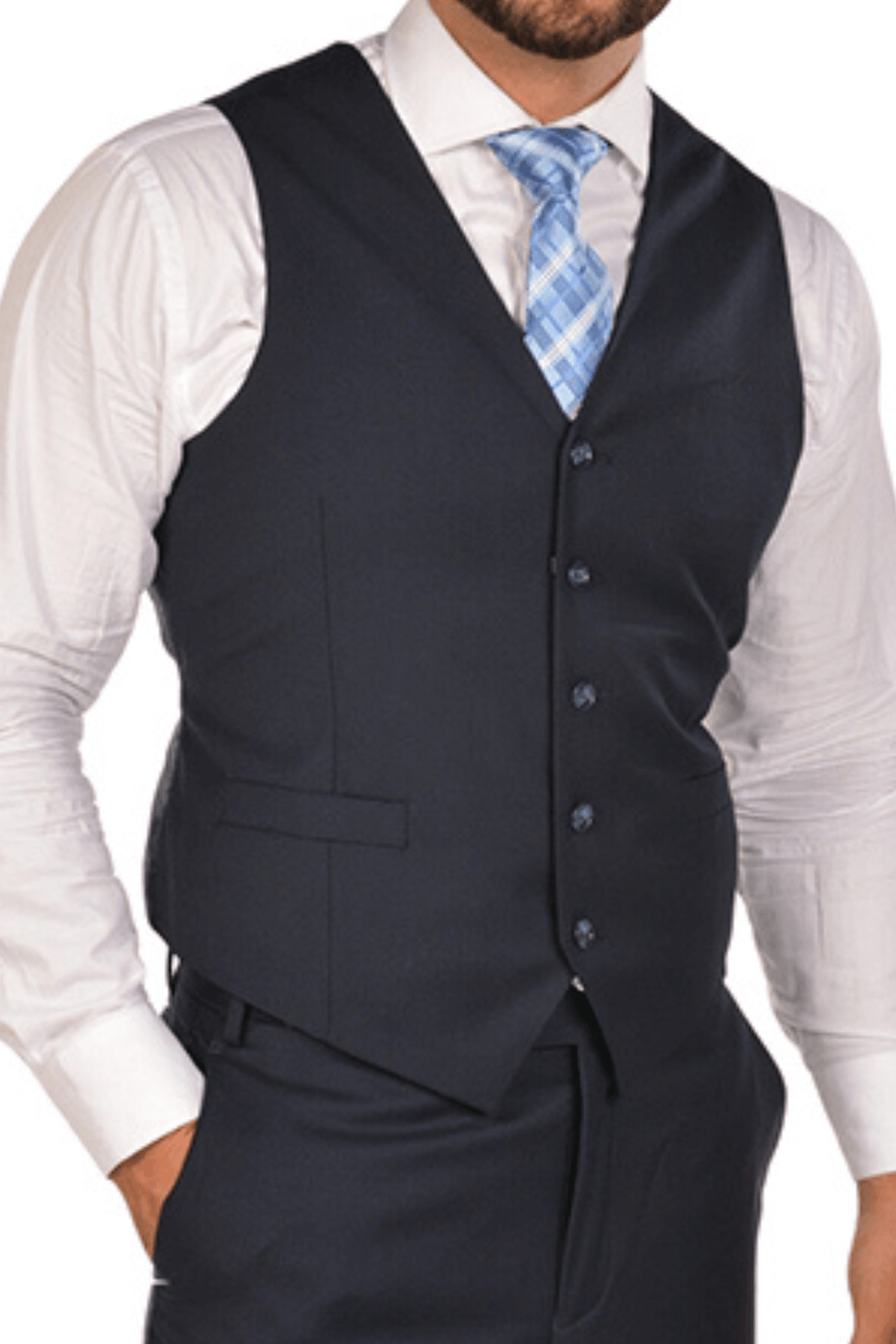 Navy Tailor's Stretch Collection Vest - Tomasso Black