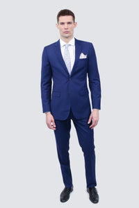 Thumbnail for Tailor's Stretch Azzure Blue Suit | Slim or Modern Fit - Tomasso Black