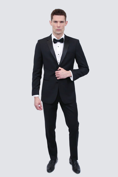 Tomasso Black - Black Tuxedo | Tailor's Stretch Blend Modern or Slim Fit, Wedding Tuxedo, Prom Tuxedo, Black tux, Tuxedo for men Tomasso Black - Black Tuxedo | Tailor's Stretch Blend Modern or Slim Fit, Wedding Tuxedo, Prom Tuxedo, Black tux, Tuxedo for men