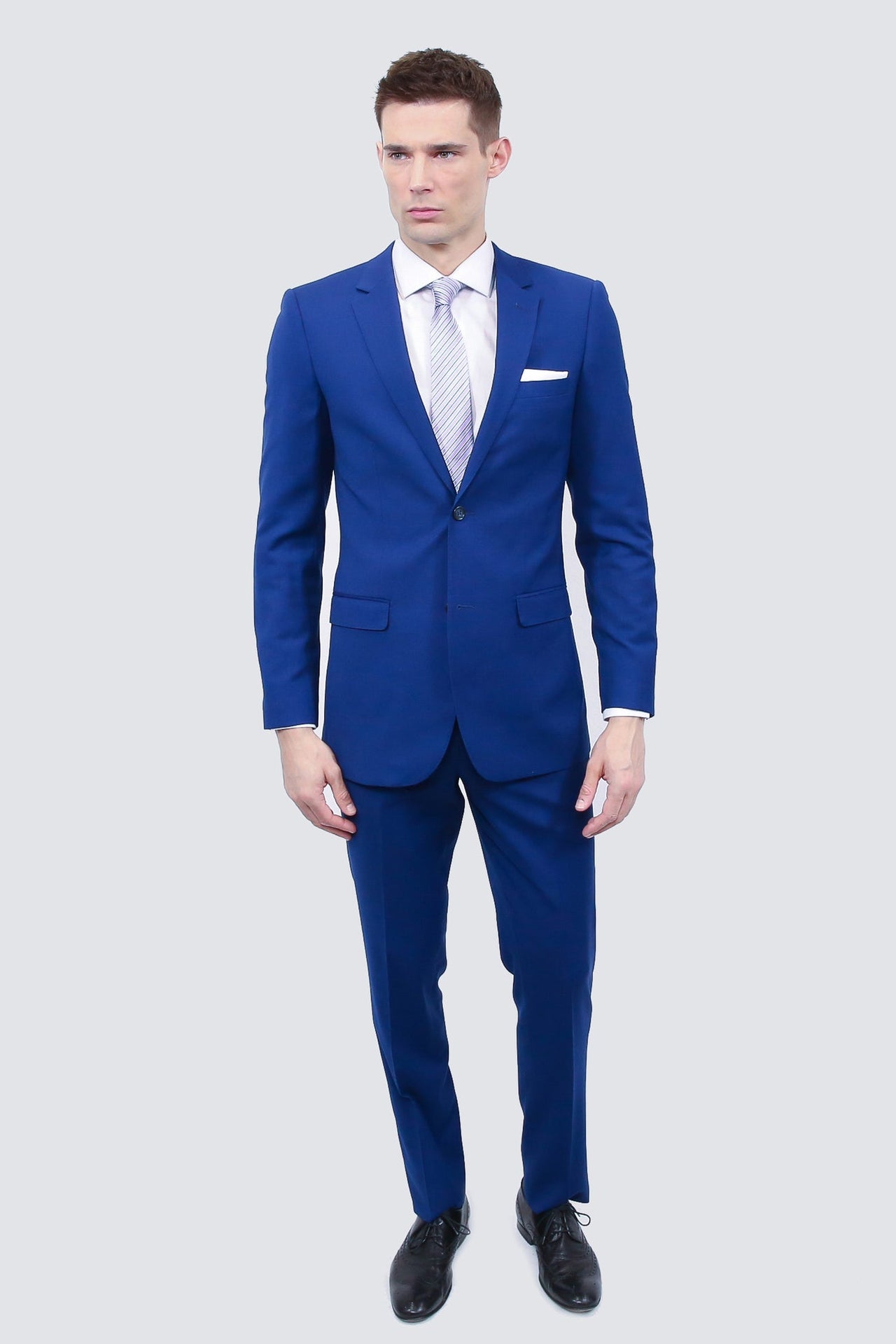 Men Blue 3 Piece Business Summer Suit Slim Fit One Button Bespoke