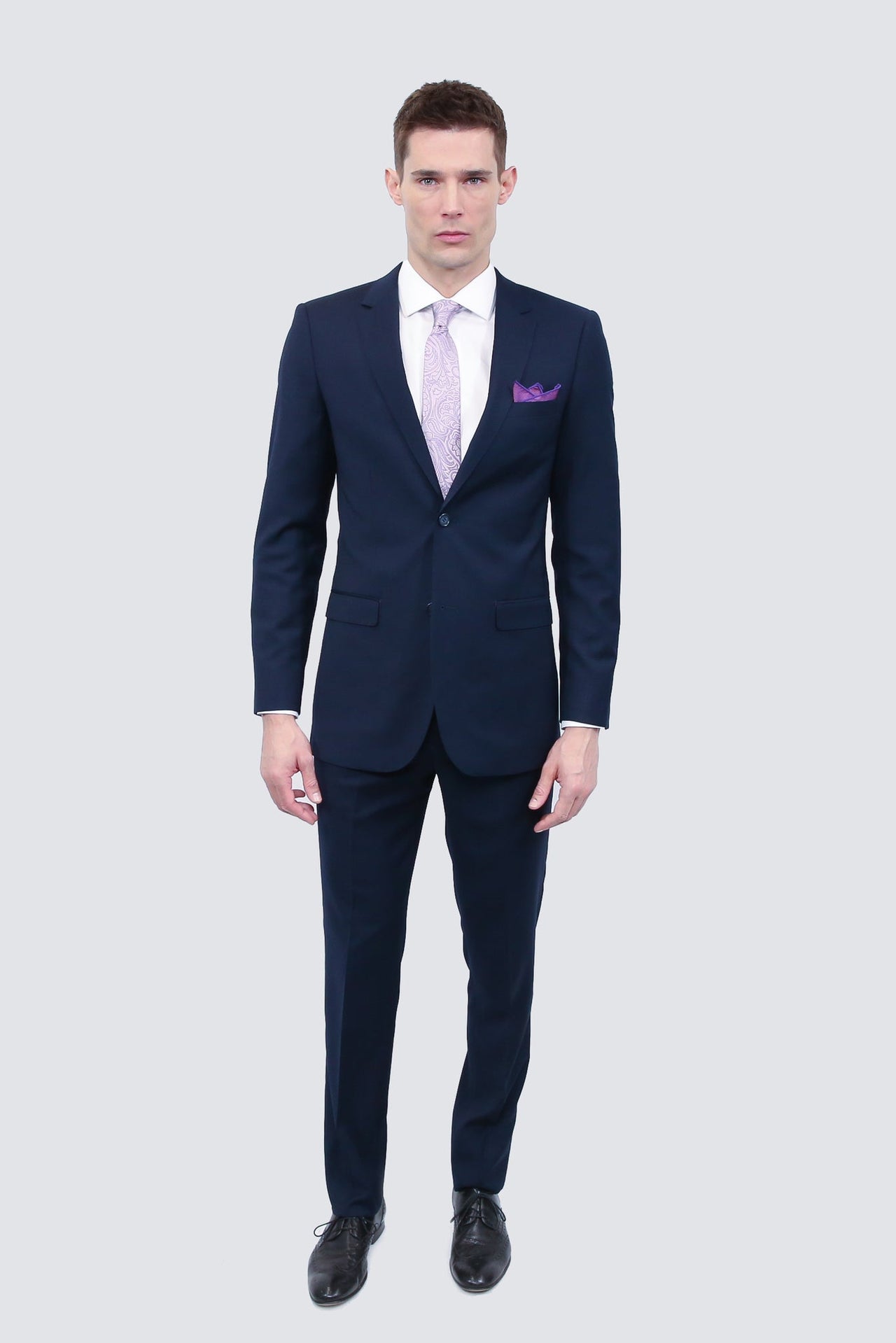 Tailor's Stretch Blend Suit | Navy Blue Modern or Slim Fit - Tomasso Black